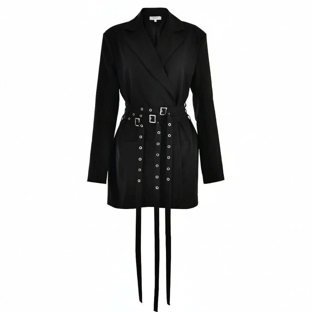 Blazer voor Dames met Lange Mouwen, Slim Fit en Riemdetails