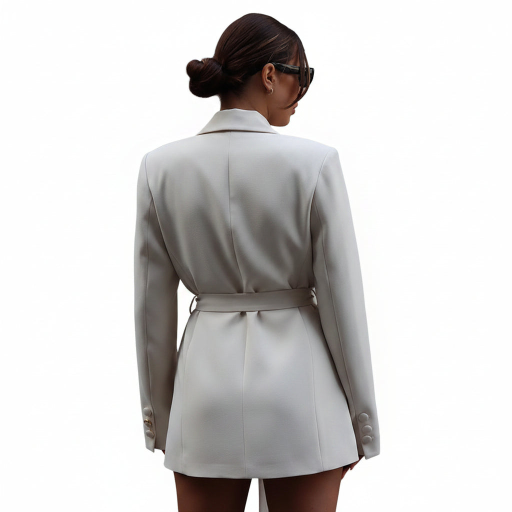 Blazer voor Dames met Lange Mouwen, Slim Fit en Riemdetails