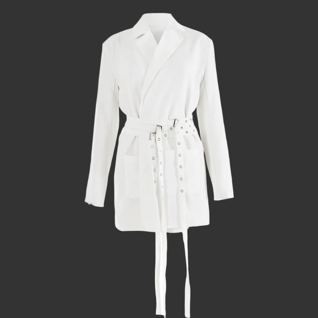 Blazer voor Dames met Lange Mouwen, Slim Fit en Riemdetails
