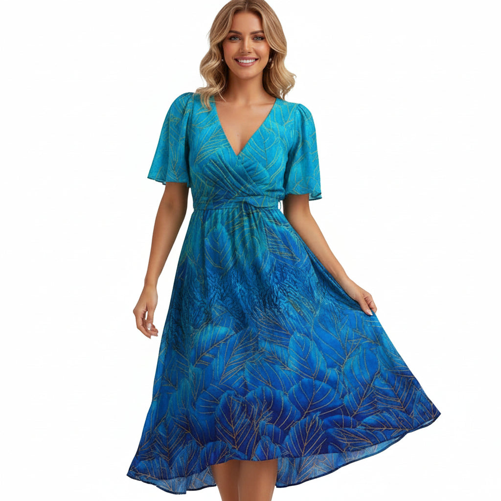 Bloemenprint V-Hals Jurk voor Zomer Dames