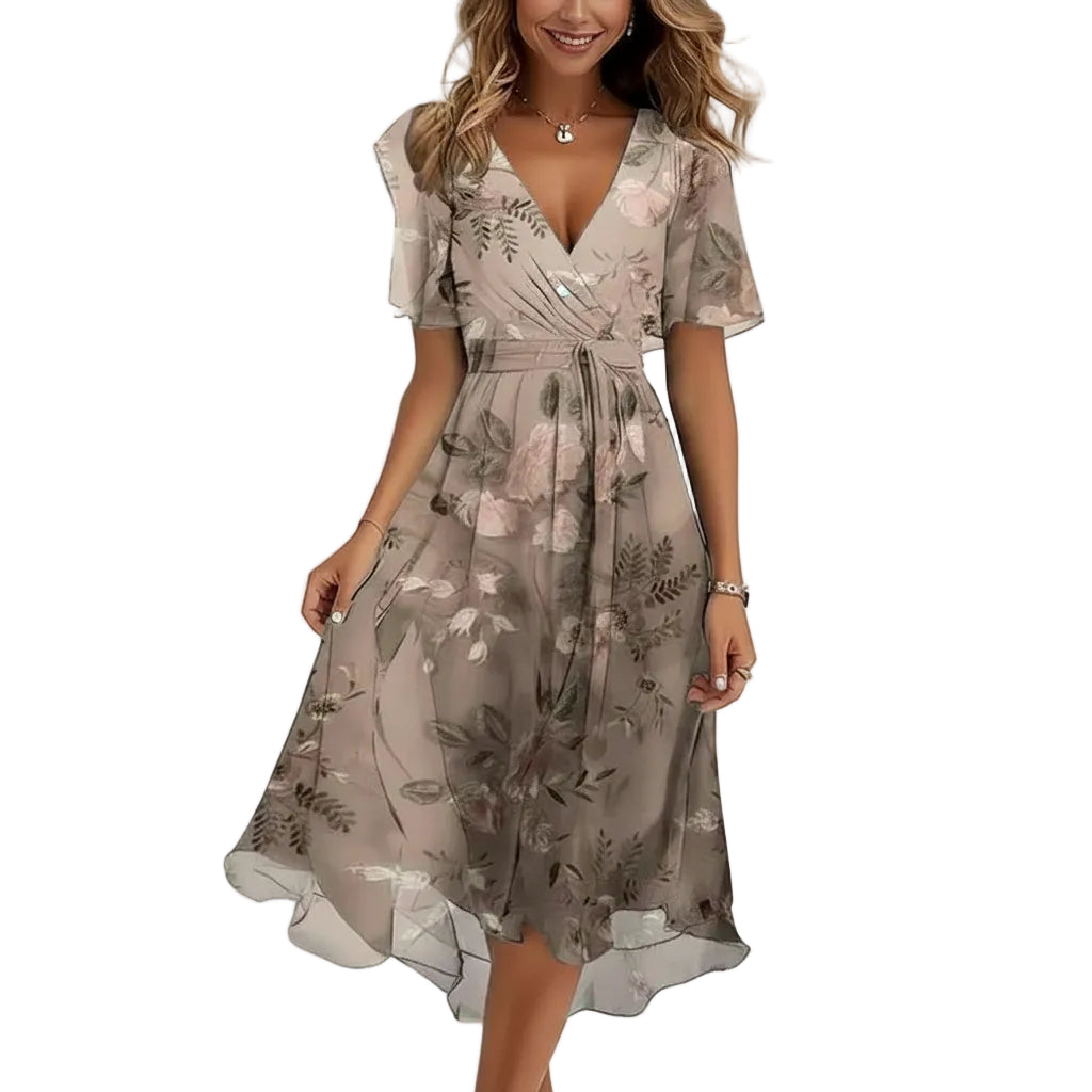 Bloemenprint V-Hals Jurk voor Zomer Dames