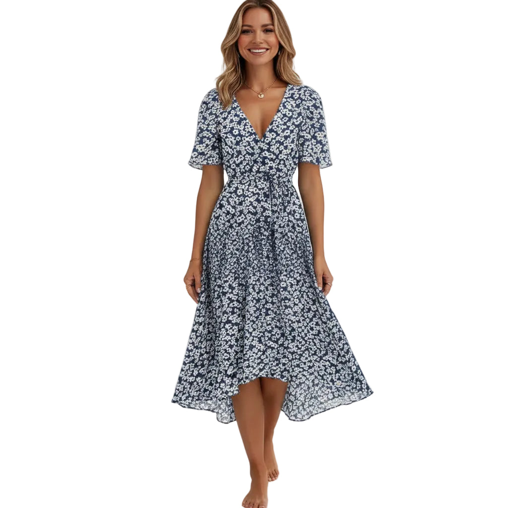 Bloemenprint V-Hals Jurk voor Zomer Dames