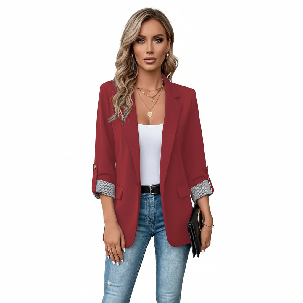 Dames Casual Blazer met Open Voorkant en Lange Mouwen