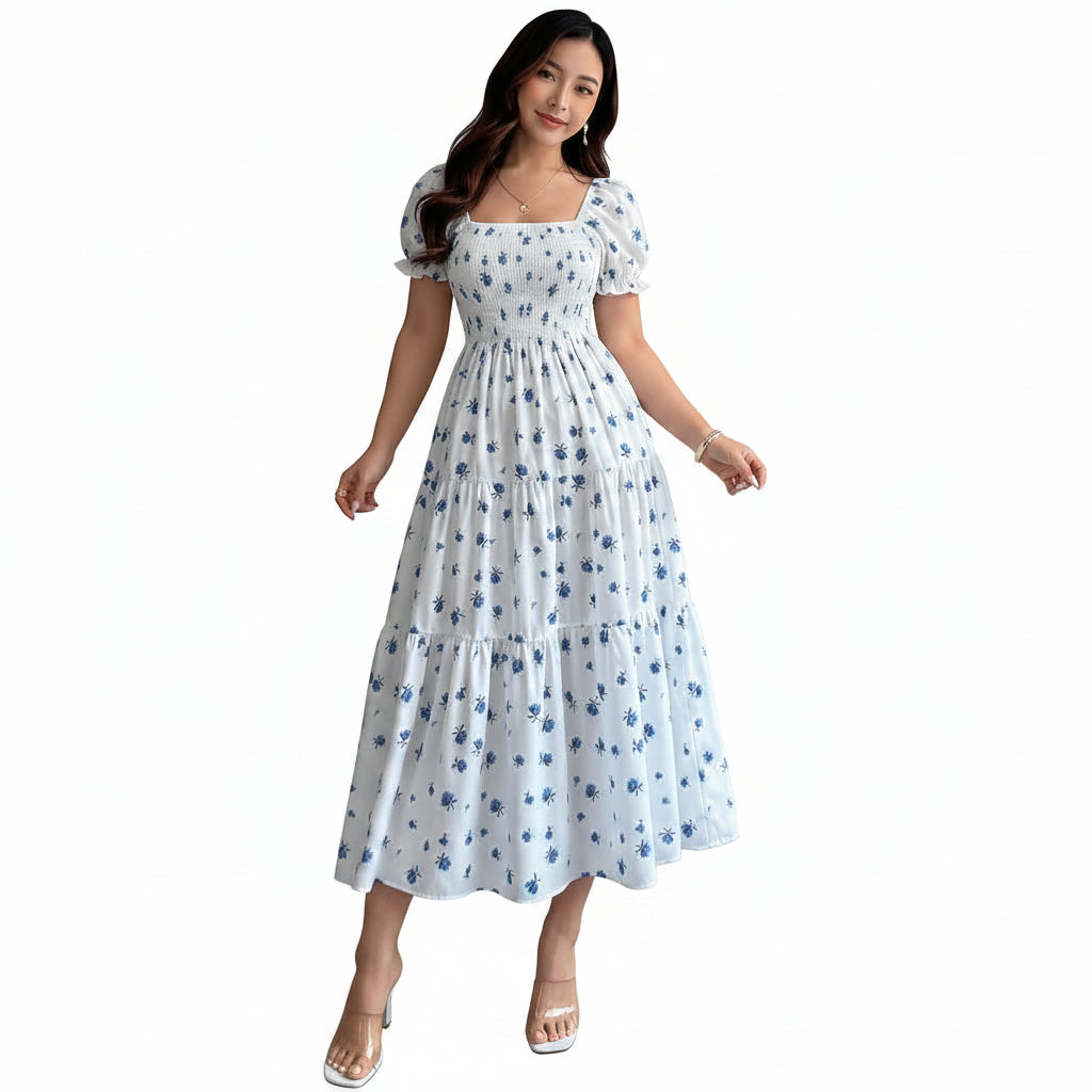 Elegante Bloemenprint A-Lijn Maxi Jurk voor Dames