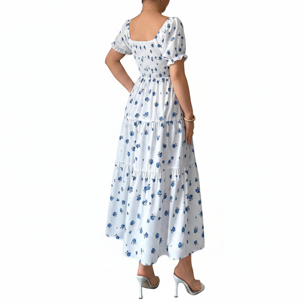 Elegante Bloemenprint A-Lijn Maxi Jurk voor Dames