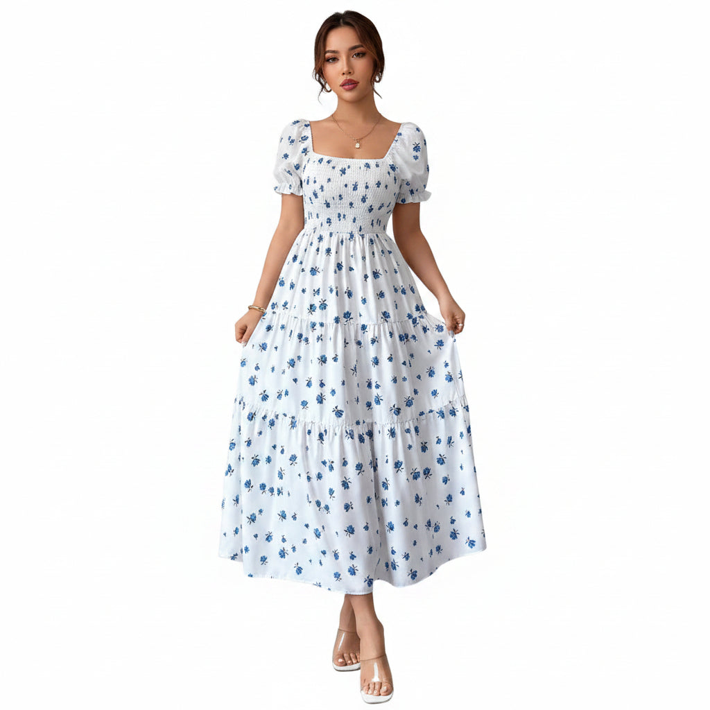 Elegante Bloemenprint A-Lijn Maxi Jurk voor Dames