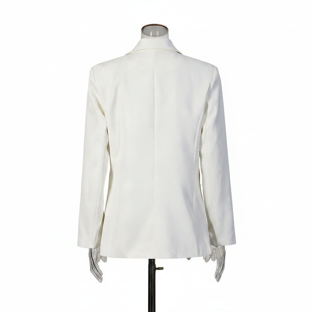Elegante Driedimensionale Bloemen Losvallende Blazer voor Dames