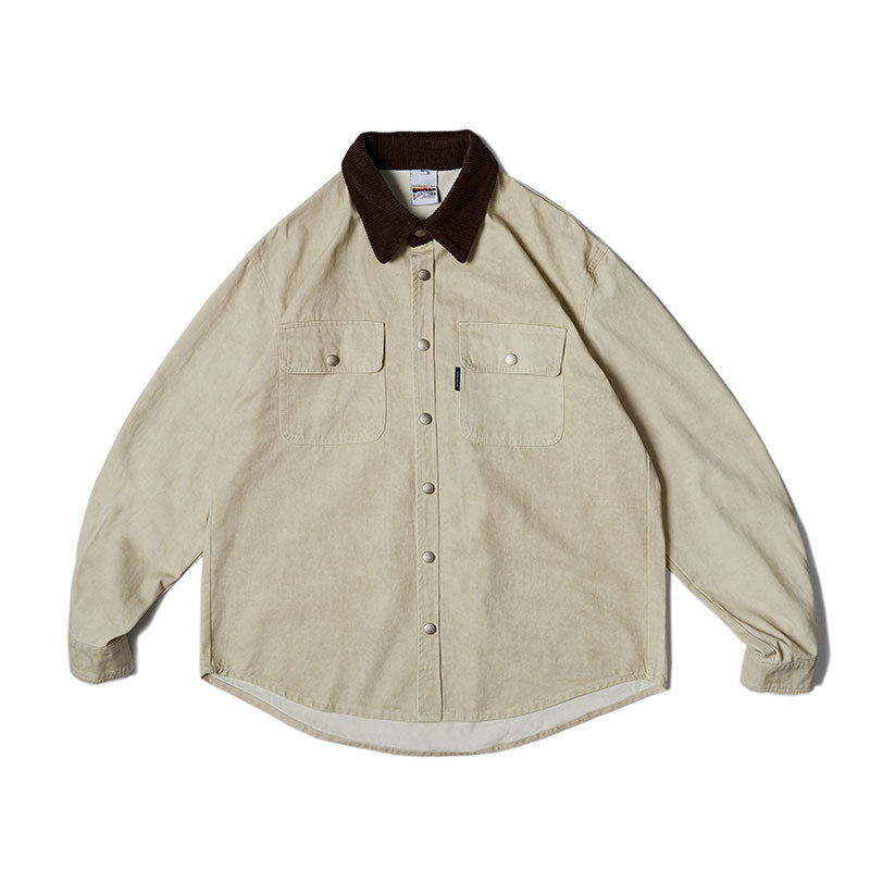 Vintage Heren Shirt met Contrasterende Details en Lange Mouwen