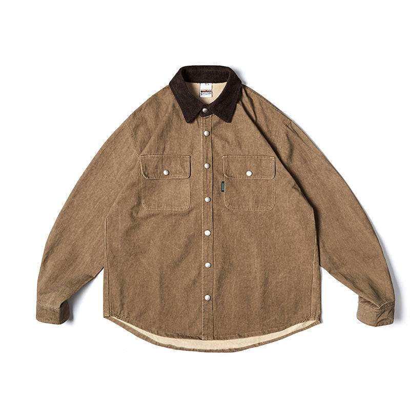 Vintage Heren Shirt met Contrasterende Details en Lange Mouwen
