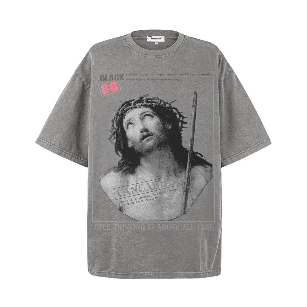 Vintage Katoenen Heren T-Shirt met Karakterprint