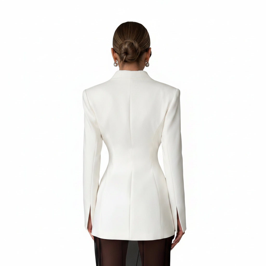 Witte Blazers met Revers voor Moderne Forenzenstijl